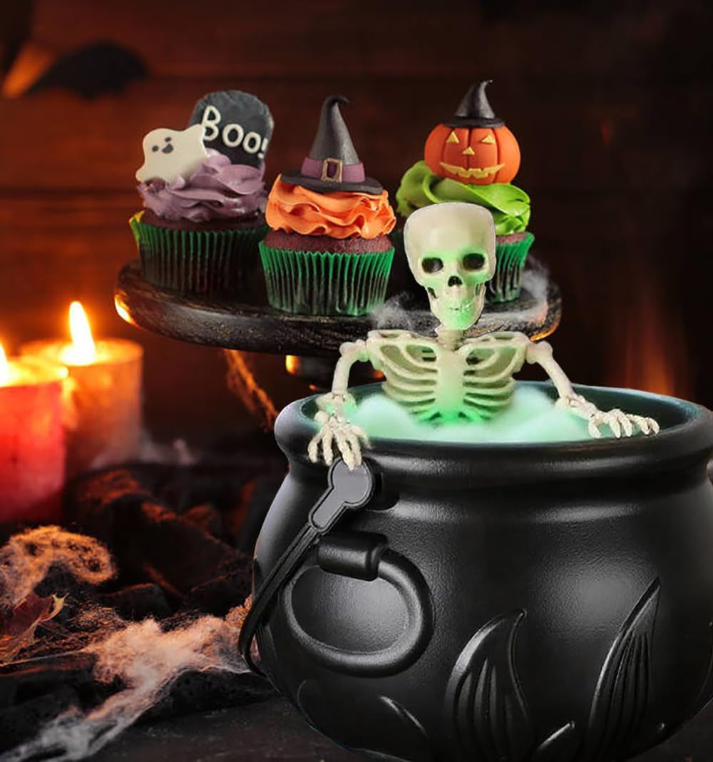 Indoor & Outdoor Halloween Decorations, Witches Cauldron Set with Skeleton - Wei