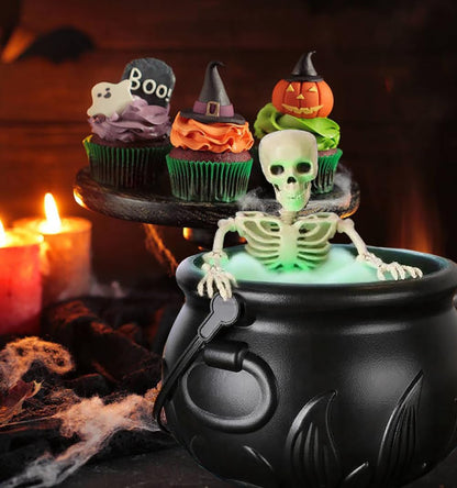 Indoor & Outdoor Halloween Decorations, Witches Cauldron Set with Skeleton - Wei